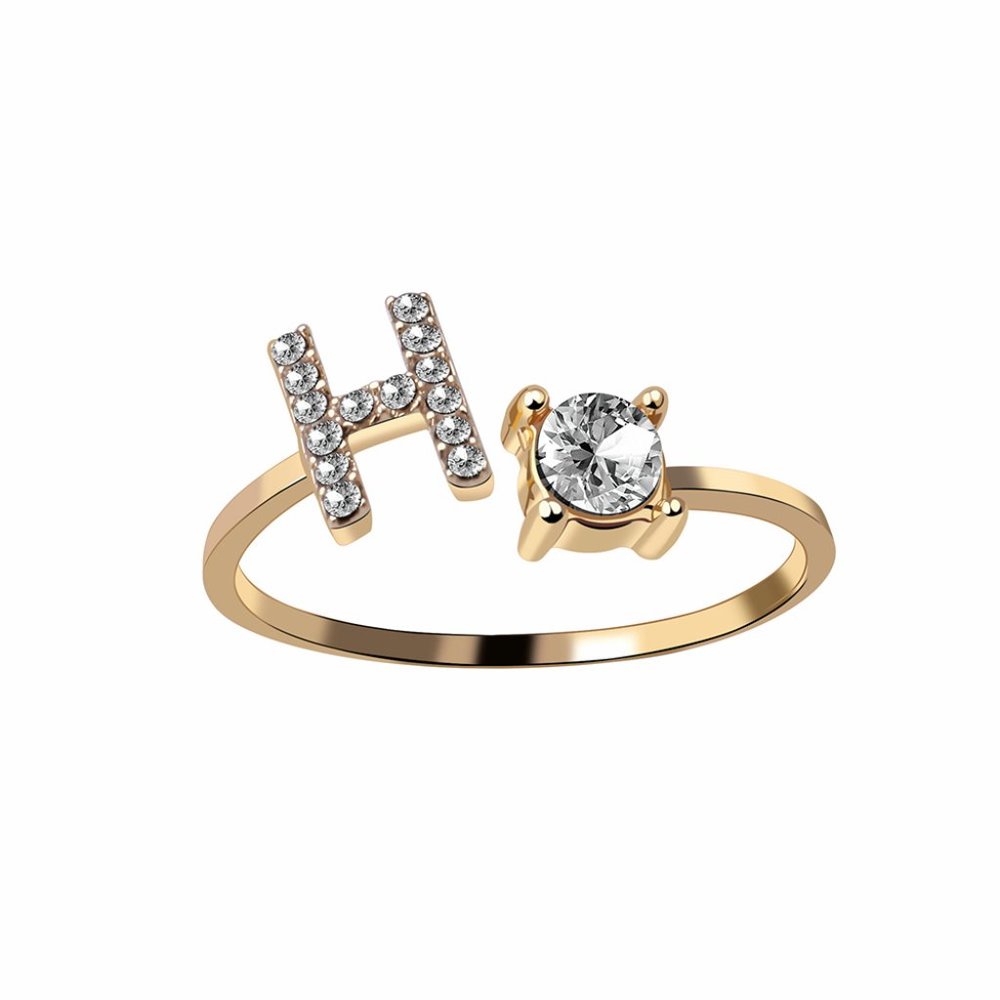 Fashion 26 Initial Letter Ring Silver Color Personality Finger Rings